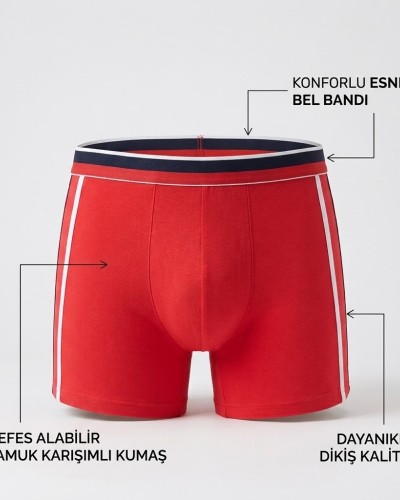 Doreanse Erkek Modal Çift Renkli Torbalı Normal Paça Boxer 1713 - Kırmızı Doreanse Erkek Modal Çift Renkli Torbalı Normal Paça Boxer 1713 - Kırmızı