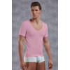 Doreanse Erkek Modal Derin V Yaka Kısa Kol T Shirt 2820 pembe