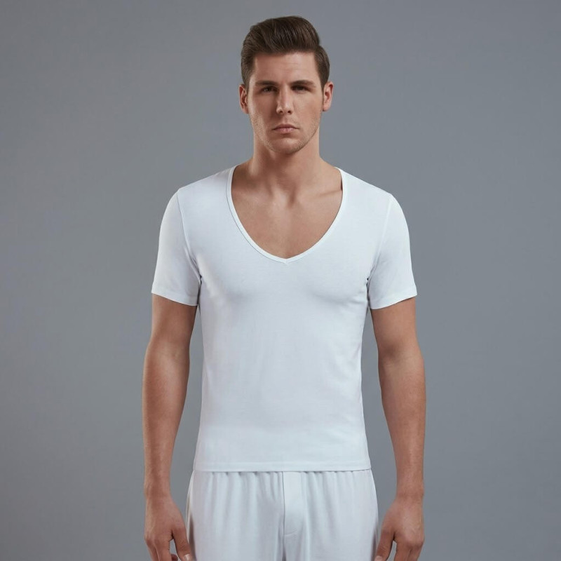 Doreanse Erkek Modal Derin V Yaka Kısa Kol T Shirt 2820