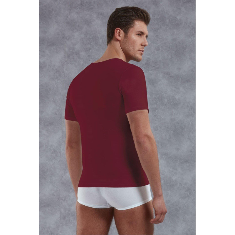Doreanse Erkek Modal Derin V Yaka Kısa Kol T Shirt 2820 Bordo