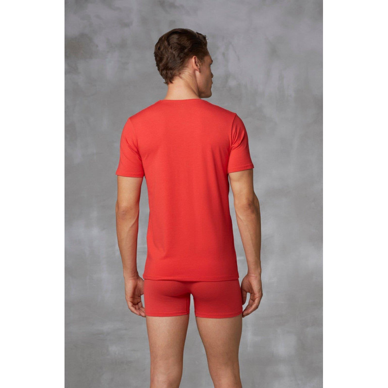 Doreanse Erkek Modal Derin V Yaka Kısa Kol T Shirt 2820 Kırmızı