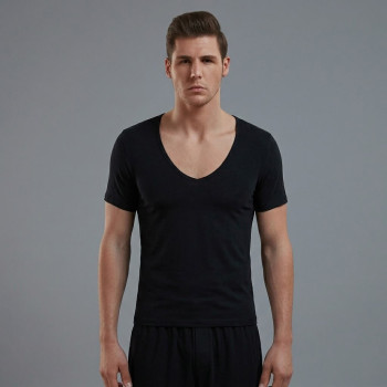 Doreanse Erkek Modal Derin V Yaka Kısa Kol T Shirt 2820 Laci