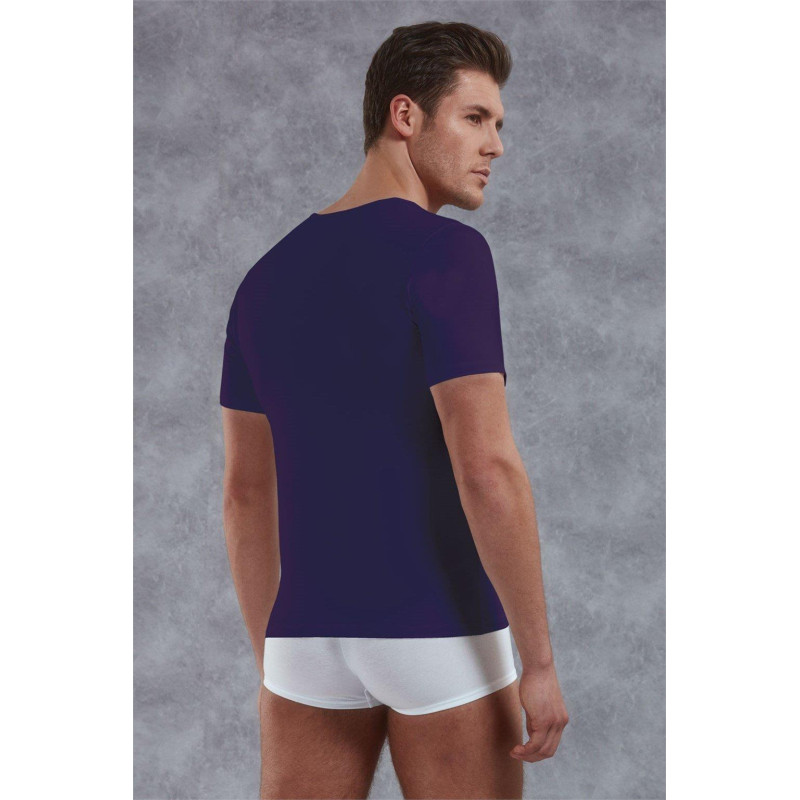 Doreanse Erkek Modal Derin V Yaka Kısa Kol T Shirt 2820 Mor