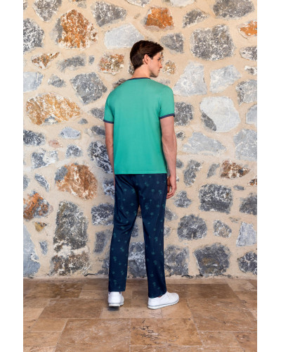 Doreanse Erkek Palmiye Desenli %100 Pamuk Pantolon T-Shirt Pijama Takımı 24Y4511 - Standart Doreanse Erkek Palmiye Desenli %100 Pamuk Pantolon T-Shirt Pijama Takımı 24Y4511 - Standart