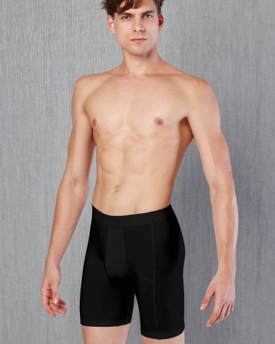 Doreanse Erkek Pamuklu Büyük Beden Uzun Paça Boxer 1792P - Siyah