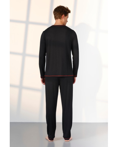 Doreanse Erkek Siyah Kırmızı Detaylı T-Shirt Pijama Takımı 25K4540 - Standart Doreanse Erkek Siyah Kırmızı Detaylı T-Shirt Pijama Takımı 25K4540 - Standart