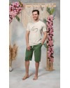 Doreanse Erkek Yeşil Şort Krem Baskılı T-Shirt Pijama Takımı 25Y4576 - Standart Doreanse Erkek Yeşil Şort Krem Baskılı T-Shirt Pijama Takımı 25Y4576 - Standart