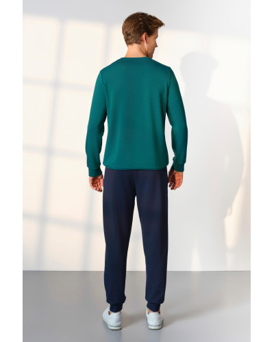 Doreanse Erkek Yeşil Sweatshirt Lacivert Jogger Eşofman Pantolon Takımı 25K4549 - Standart