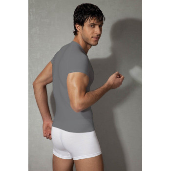 Doreanse Erkek Modal Yuvarlak Yaka Kısa Kol T Shirt 2535 Füme