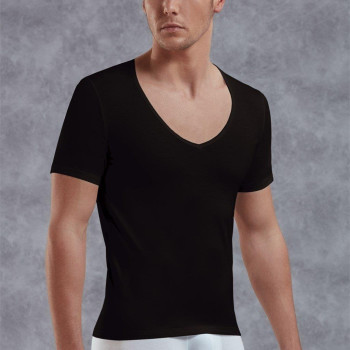 Doreanse Erkek Modal Derin V Yaka Kısa Kol T Shirt 2820 Siyah
