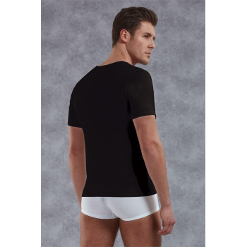 Doreanse Erkek Modal Derin V Yaka Kısa Kol T Shirt 2820 Siyah