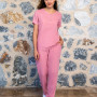 Doreanse Kadın %100 Pamuk Pembe Kısa Kol T-Shirt Pijama Takımı 24Y4000 - Standart