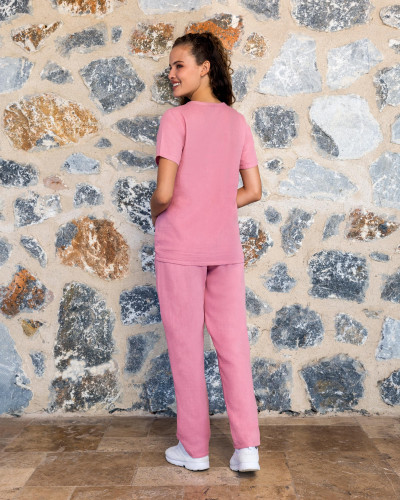 Doreanse Kadın %100 Pamuk Pembe Kısa Kol T-Shirt Pijama Takımı 24Y4000 - Standart Doreanse Kadın %100 Pamuk Pembe Kısa Kol T-Shirt Pijama Takımı 24Y4000 - Standart