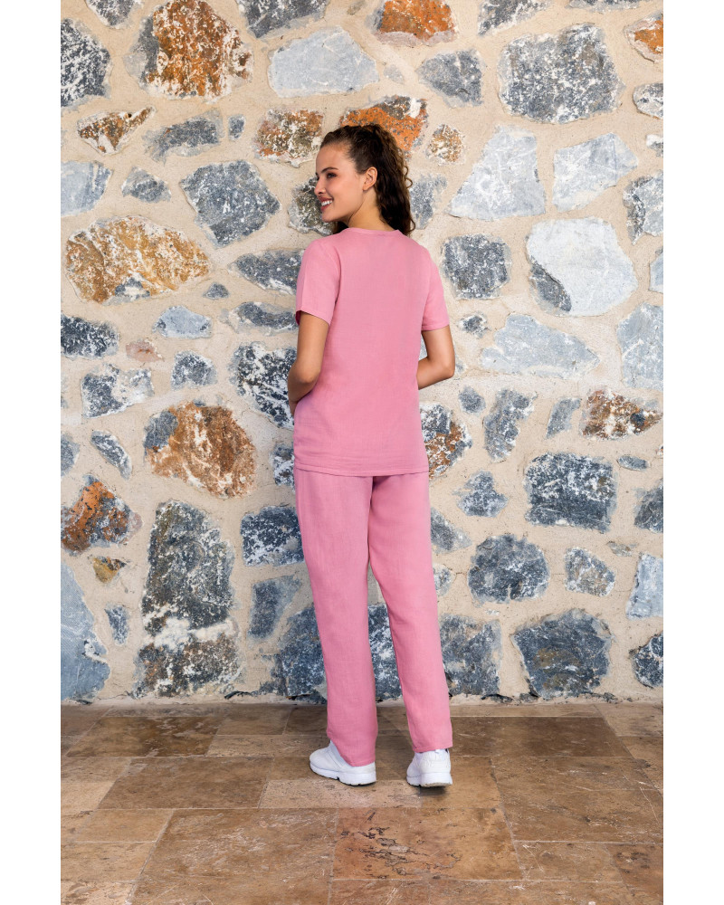 Doreanse Kadın %100 Pamuk Pembe Kısa Kol T-Shirt Pijama Takımı 24Y4000 - Standart Doreanse Kadın %100 Pamuk Pembe Kısa Kol T-Shirt Pijama Takımı 24Y4000 - Standart