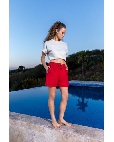 Doreanse Kadın Cepli Şort Mayo Polyester Karışımlı Şort 3104 - Lacivert