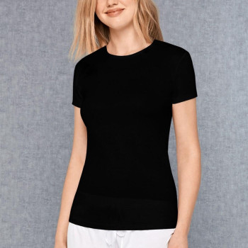 Doreanse Siyah Kadın Micromodal Yuvarlak Yaka Kısa Kollu T Shirt 9394