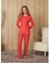 Doreanse Kadın Narçiçeği Puantiye Desenli T-Shirt Pijama Takımı 4144 - Standart