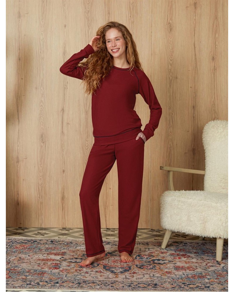 Doreanse Kadın Relax Fit Bordo T-Shirt Pijama Takımı 4194 - Standart Doreanse Kadın Relax Fit Bordo T-Shirt Pijama Takımı 4194 - Standart