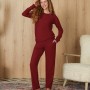 Doreanse Kadın Relax Fit Bordo T-Shirt Pijama Takımı 4194 - Standart