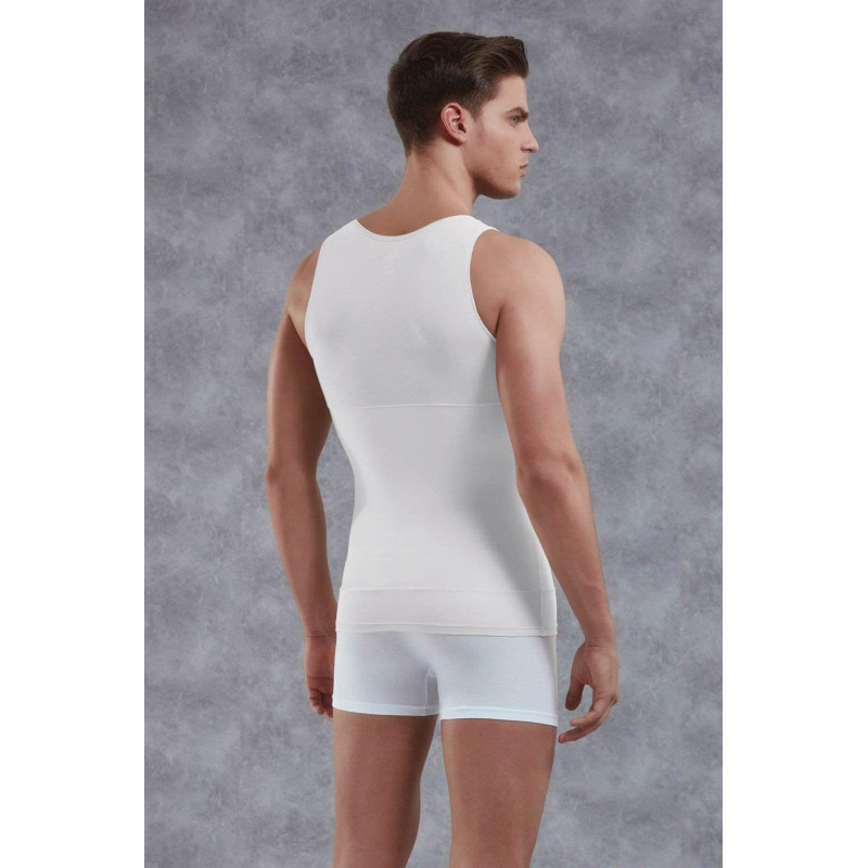 Doreanse Pamuk Geniş Yaka Toparlayıcı Erkek Atlet Korse 5950 Beyaz