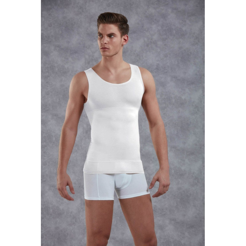 Doreanse Pamuk Geniş Yaka Toparlayıcı Erkek Atlet Korse 5950 Beyaz