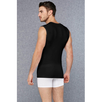 Doreanse Siyah Erkek Modal Yuvarlak Yaka Sıfır Kol T Shirt 2235