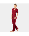 Kadin Düz Kisa Kollu Gömlek Yaka Pijama Takimi 3368/Bordo Kadin Düz Kisa Kollu Gömlek Yaka Pijama Takimi 3368/Bordo