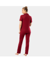 Kadin Düz Kisa Kollu Gömlek Yaka Pijama Takimi 3368/Bordo Kadin Düz Kisa Kollu Gömlek Yaka Pijama Takimi 3368/Bordo