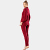 Kadin Düz Uzun Kollu Gömlek Yaka Pijama Takimi 3365/Bordo Kadin Düz Uzun Kollu Gömlek Yaka Pijama Takimi 3365/Bordo