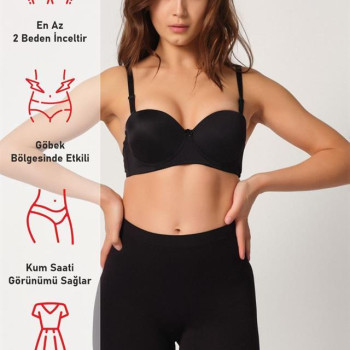 Emay Siyah Dikişsiz Soft Kadın Paçalı Boxer 3003