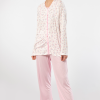 Türen Empirme Dügmeli Battal Uzun Kollu Pijama Takimi 3367/Pembe