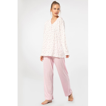 Türen Empirme Patli Battal Uzun Kollu Pijama Takimi 3366/Pembe