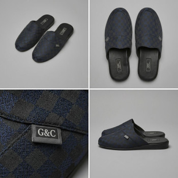 GC Ev Erkek Terlik Poli Taban Ekoseli gc385 Lacivert