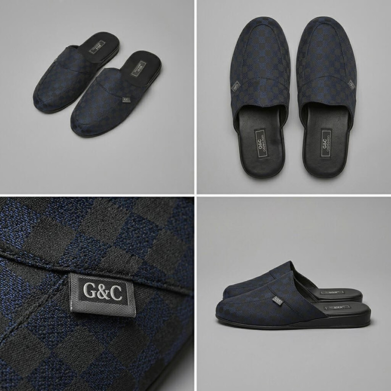 GC Ev Erkek Terlik Poli Taban Ekoseli gc385 Lacivert