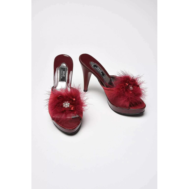 GC Platform Kurdela Tüylü Bayan Terlik 145 Bordo