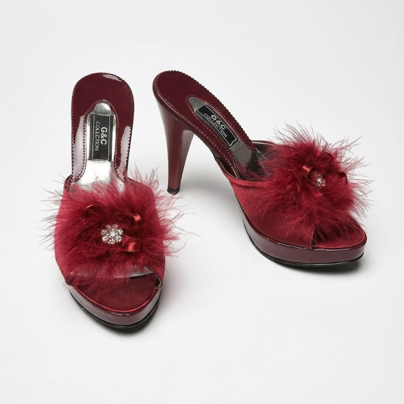 GC Platform Kurdela Tüylü Bayan Terlik 145 Bordo