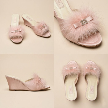 GC Pudra Kaz Tüyü Yüksek Feta Bayan Terlik 170