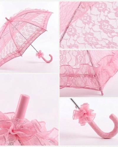 Şeker Pembe Komple Dantelli Gelin ve Nişan Şemsiyesi - Fotoğraf Aksesuarı Şeker Pembe Komple Dantelli Gelin ve Nişan Şemsiyesi - Fotoğraf Aksesuarı