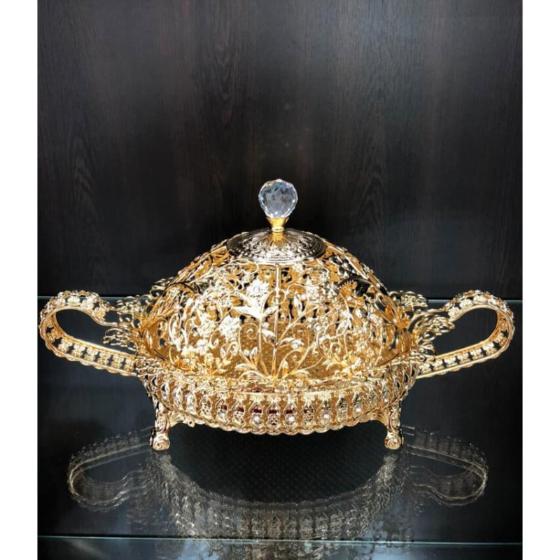Gold Kristal Cam Kapaklı Çikolatalık lkm079 Gold Kristal Cam Kapaklı Çikolatalık lkm079