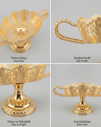 Gold Kristal Taşlı Ayaklı Gondol Çikolatalık LKM-289 Gold Kristal Taşlı Ayaklı Gondol Çikolatalık LKM-289