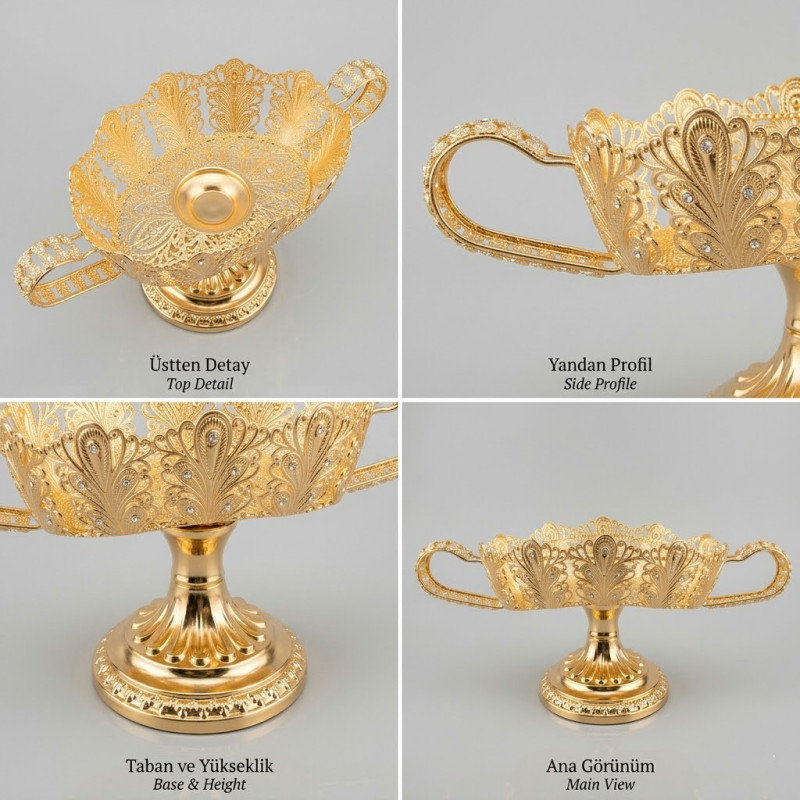 Gold Kristal Taşlı Ayaklı Gondol Çikolatalık LKM-289 Gold Kristal Taşlı Ayaklı Gondol Çikolatalık LKM-289