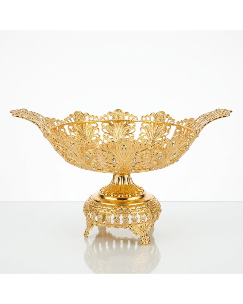Gold Kristal Taşlı Ayaklı Gondol Çikolatalık LKM-414 Gold Kristal Taşlı Ayaklı Gondol Çikolatalık LKM-414