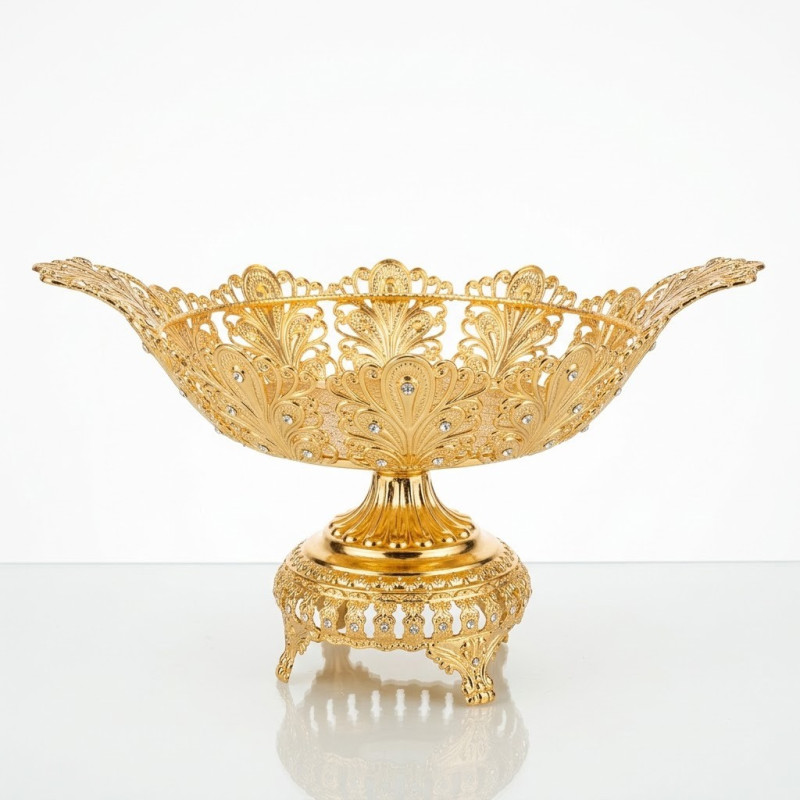 Gold Kristal Taşlı Ayaklı Gondol Çikolatalık LKM-414 Gold Kristal Taşlı Ayaklı Gondol Çikolatalık LKM-414