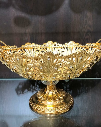 Gold Kristal Taşlı Ayaklı Gondol Çikolatalık LKM-422