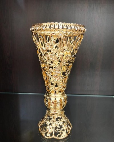 Gold Metal Kristal Taşlı Metal Vazo 30cm LKM071 Gold Metal Kristal Taşlı Metal Vazo 30cm LKM071