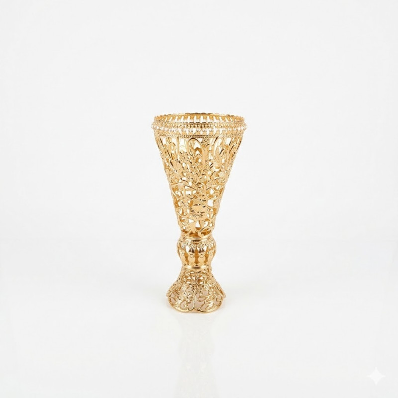 Gold Metal Kristal Taşlı Metal Vazo 30cm LKM071