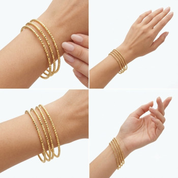 Gold Renk Örgülü Taşlı Kelepçe Bilezik - Paslanmaz Çelik Lüks Kadın Bijuteri Bileklik Gold Renk Örgülü Taşlı Kelepçe Bilezik - Paslanmaz Çelik Lüks Kadın Bijuteri Bileklik