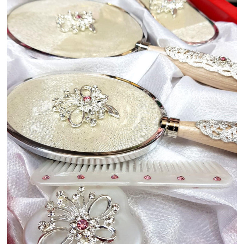 Gülüm 5li Ayna Tarak Fırça Pudralık Çeyiz Seti