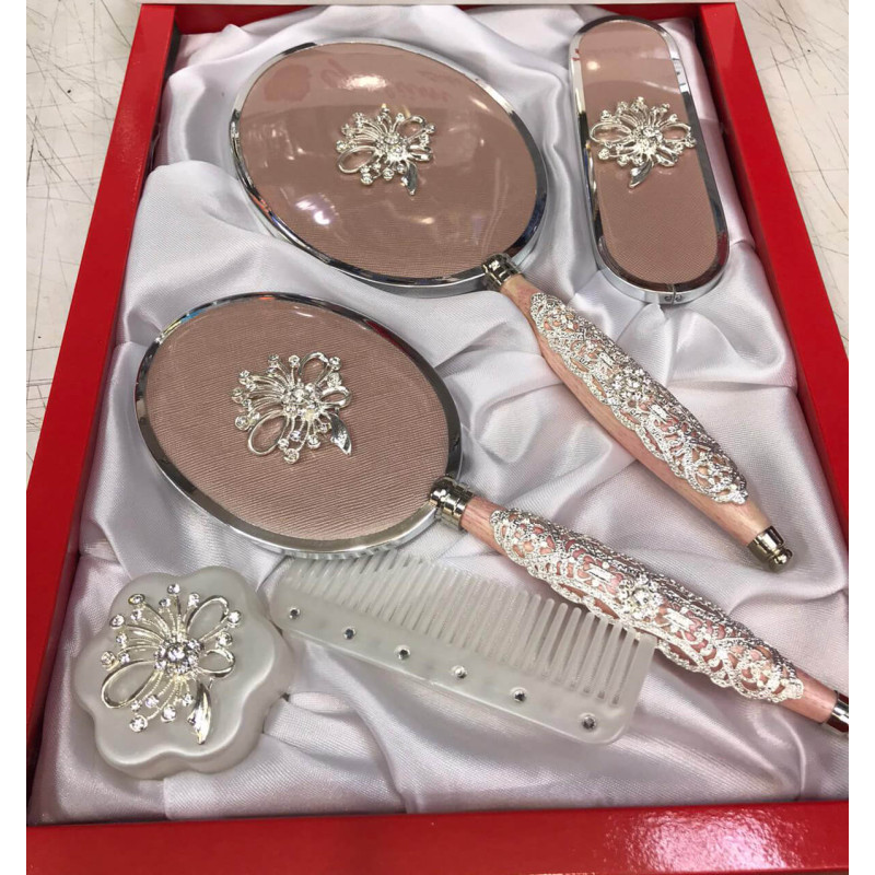 Gülüm 5li Ayna Tarak Fırça Pudralık Çeyiz Seti
