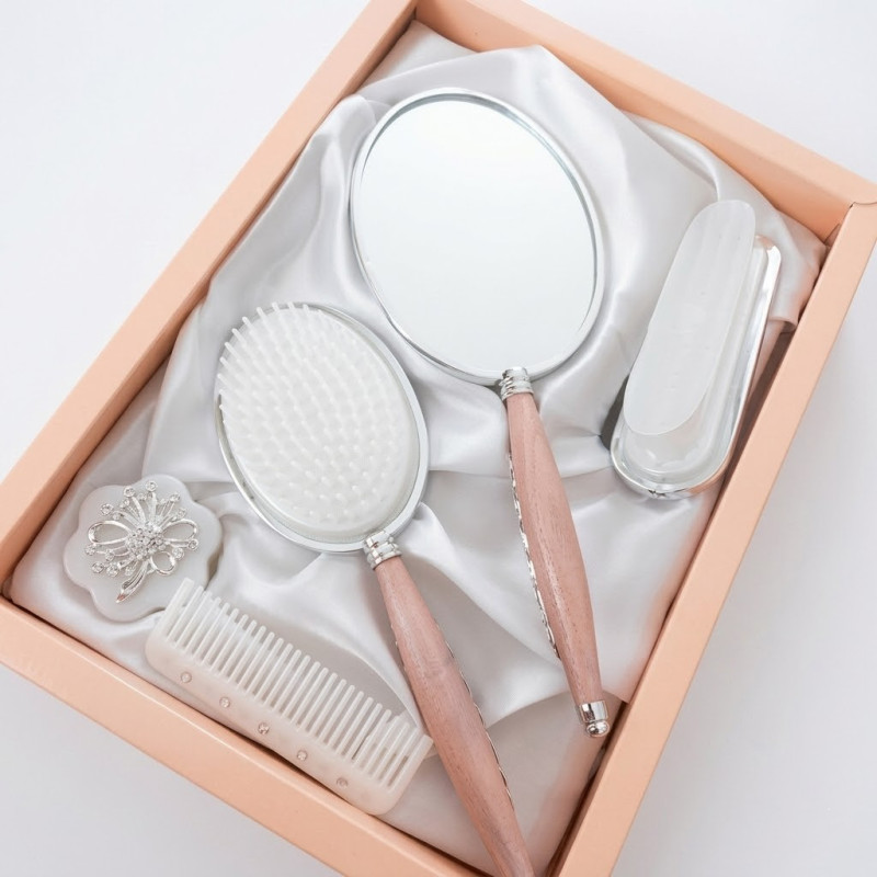 Gülüm 5li Ayna Tarak Fırça Pudralık Çeyiz Seti